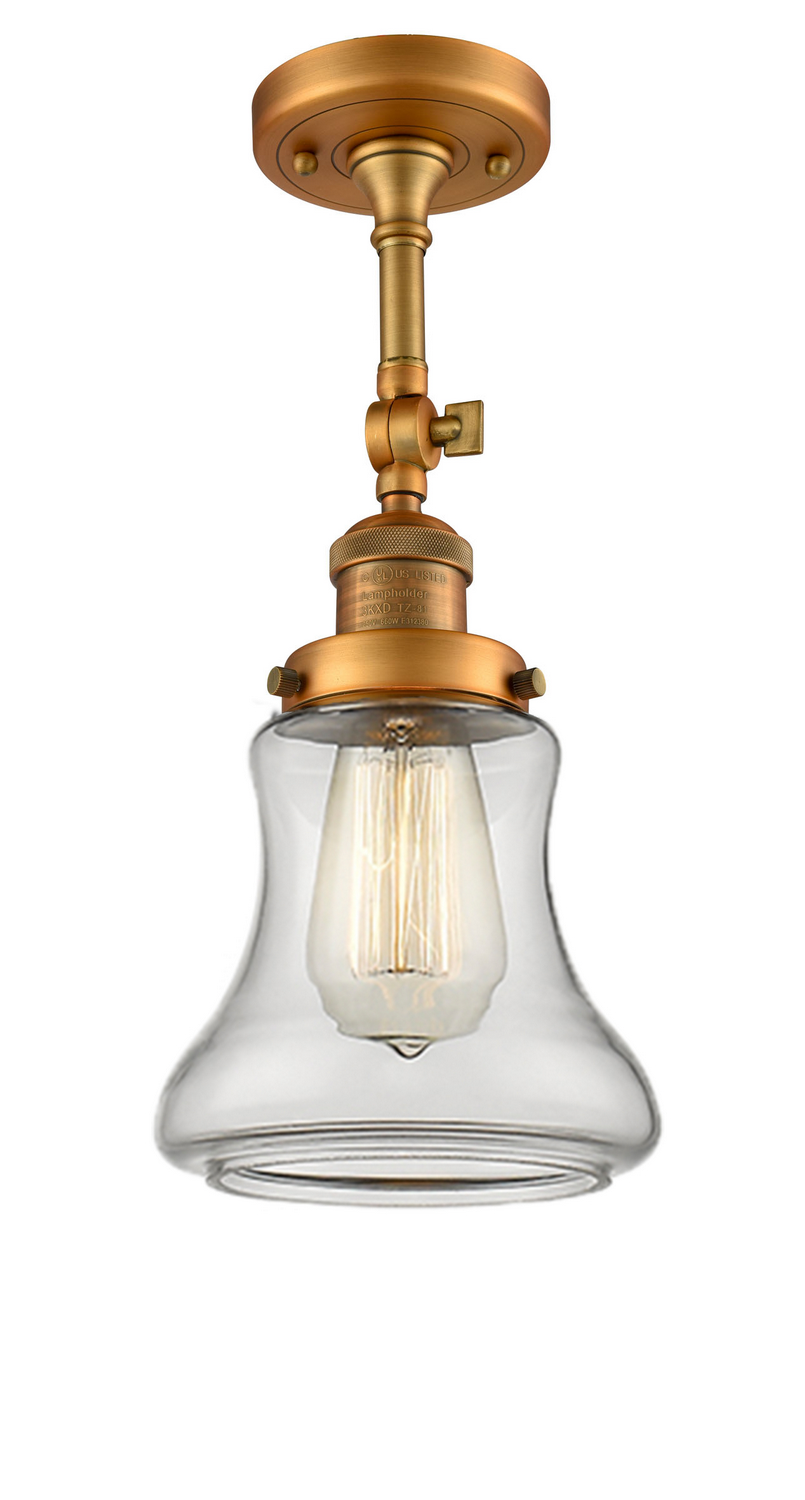 One Light Semi-Flush Mount by Innovations - Franklin Restoration Collection, Brushed Brass Finish - 201F-BB-G192