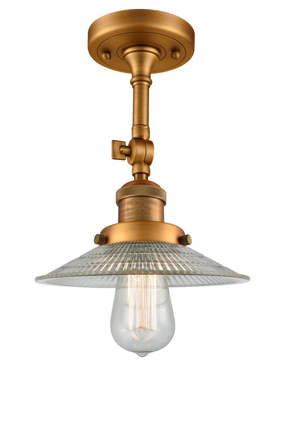 One Light Semi-Flush Mount by Innovations - Franklin Restoration Collection, Brushed Brass Finish - 201F-BB-G2