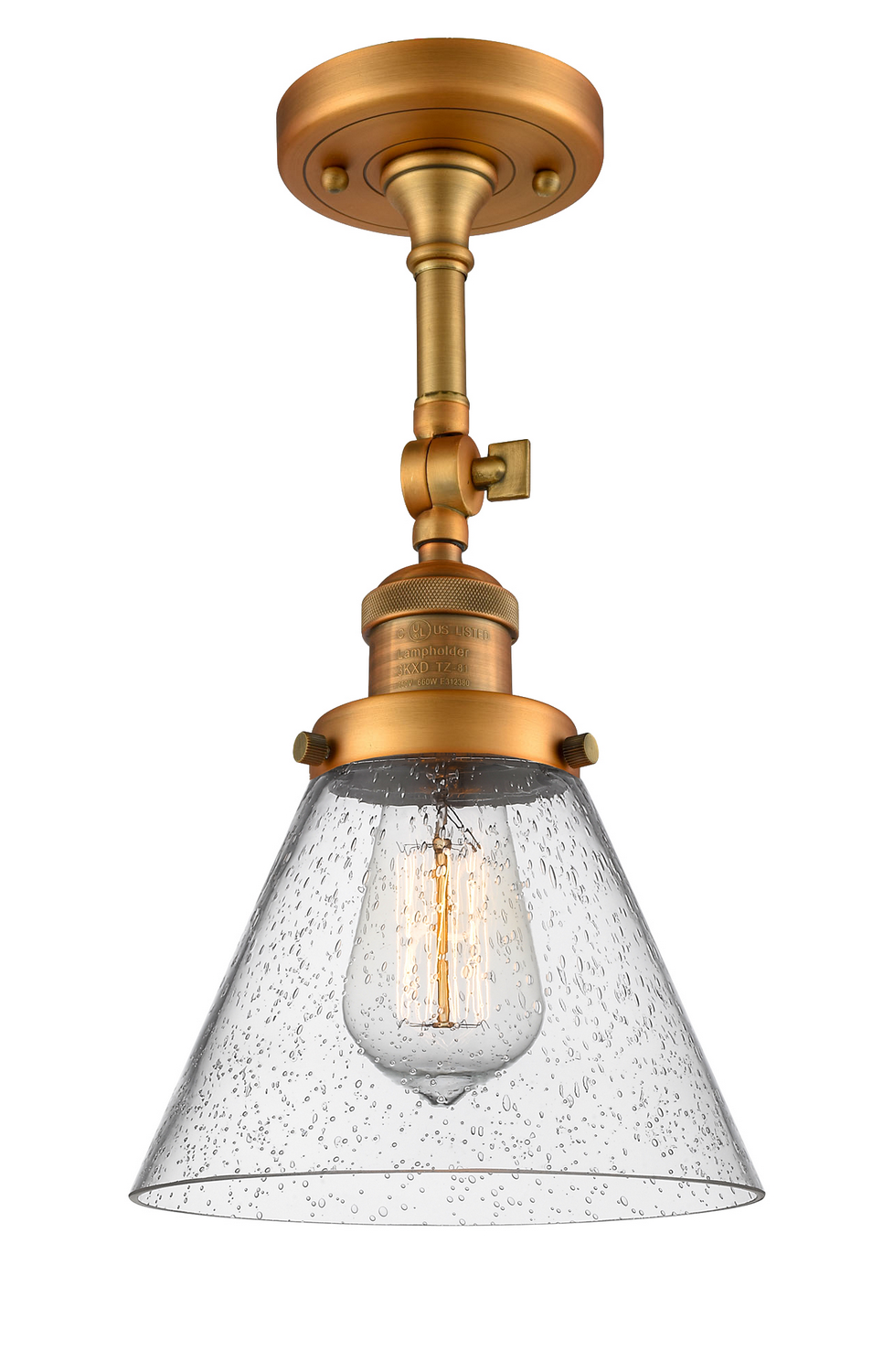 One Light Semi-Flush Mount by Innovations - Franklin Restoration Collection, Brushed Brass Finish - 201F-BB-G44