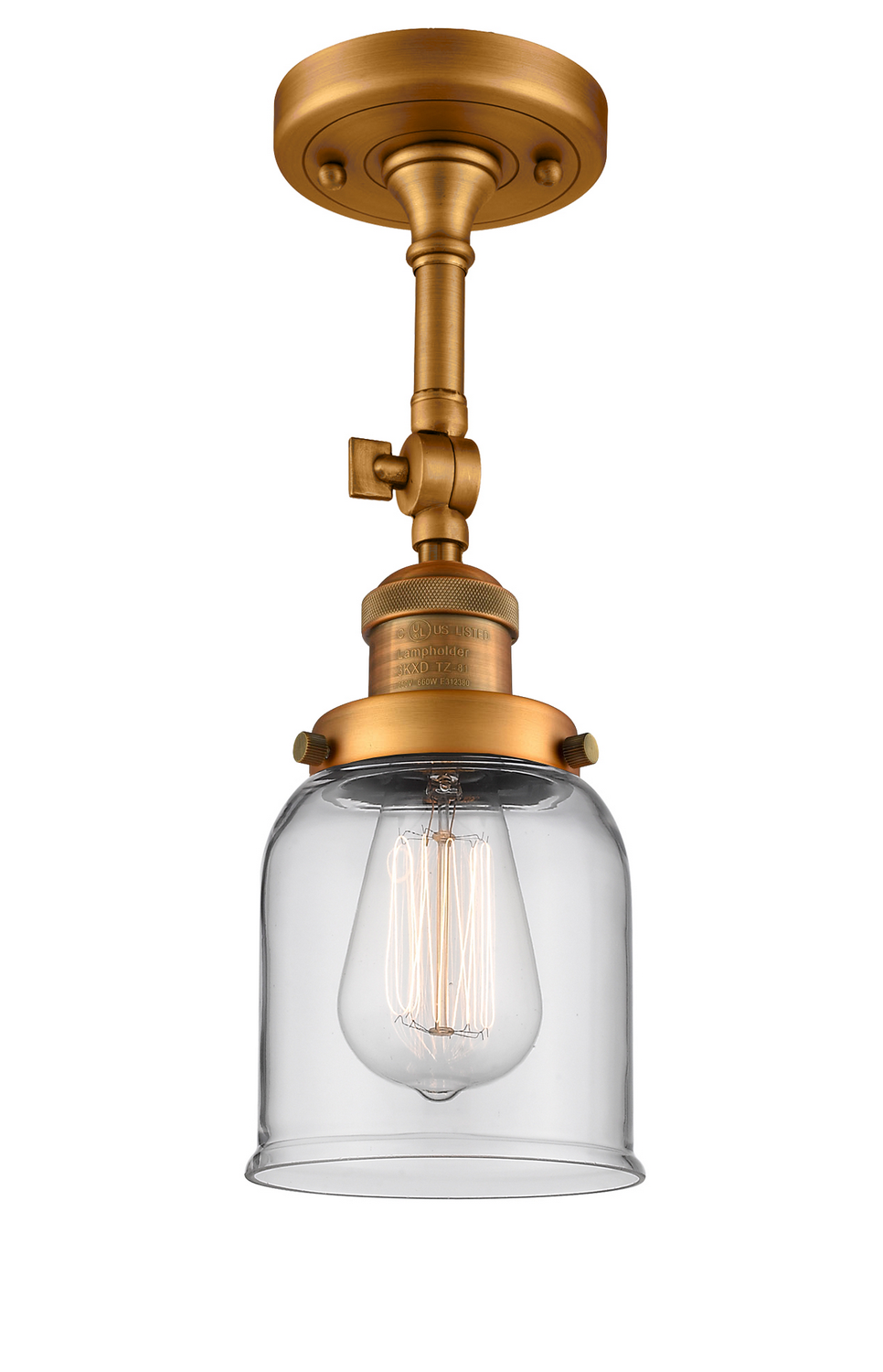 One Light Semi-Flush Mount by Innovations - Franklin Restoration Collection, Brushed Brass Finish - 201F-BB-G52