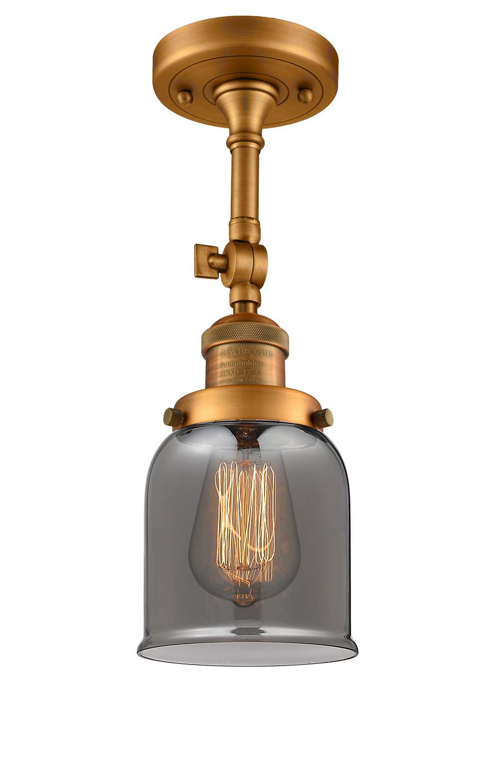 One Light Semi-Flush Mount by Innovations - Franklin Restoration Collection, Brushed Brass Finish - 201F-BB-G53