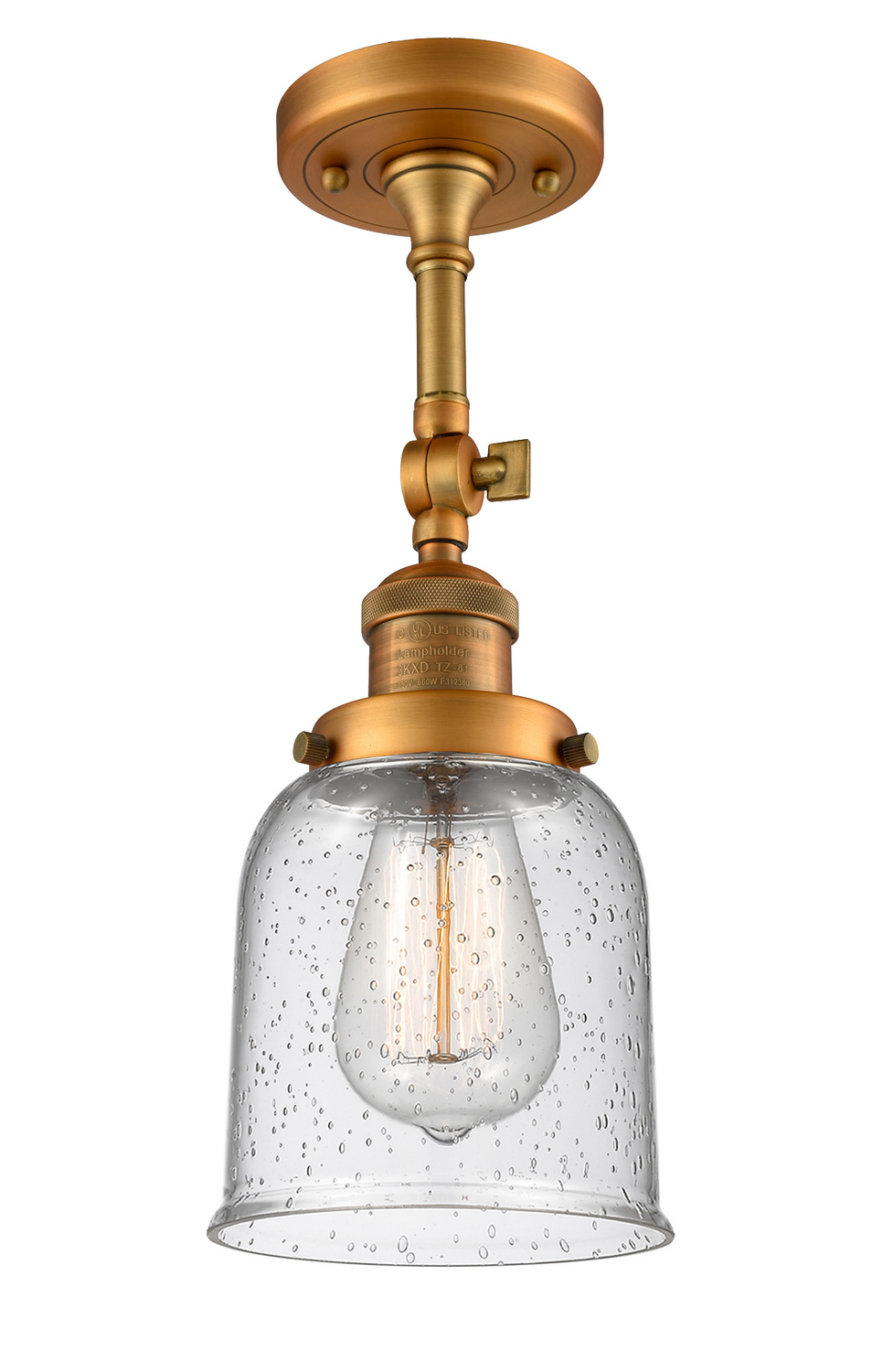 One Light Semi-Flush Mount by Innovations - Franklin Restoration Collection, Brushed Brass Finish - 201F-BB-G54