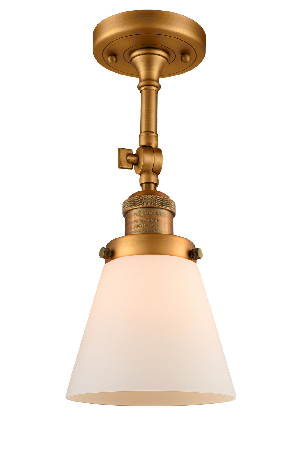 One Light Semi-Flush Mount by Innovations - Franklin Restoration Collection, Brushed Brass Finish - 201F-BB-G61