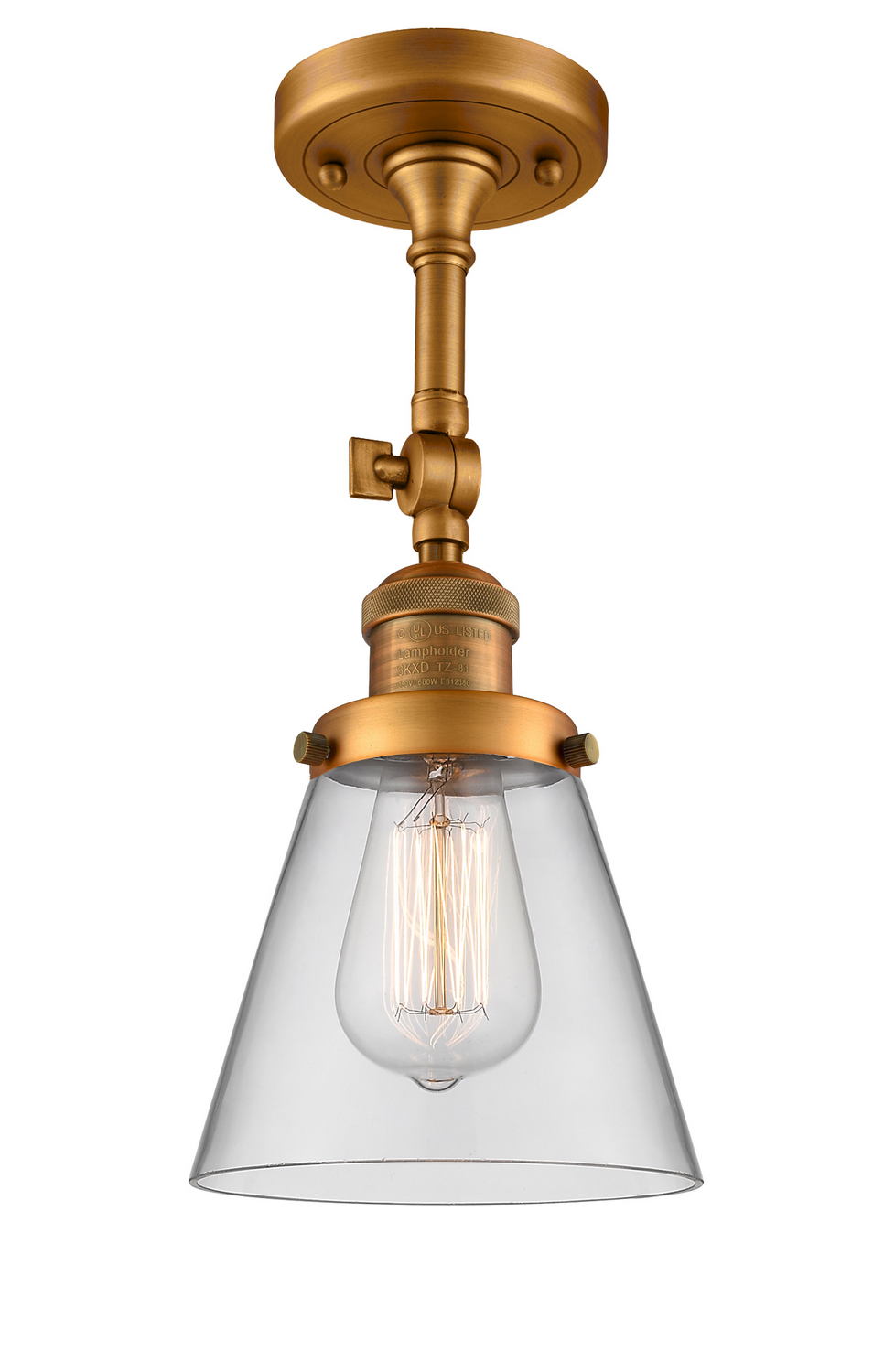 One Light Semi-Flush Mount by Innovations - Franklin Restoration Collection, Brushed Brass Finish - 201F-BB-G62