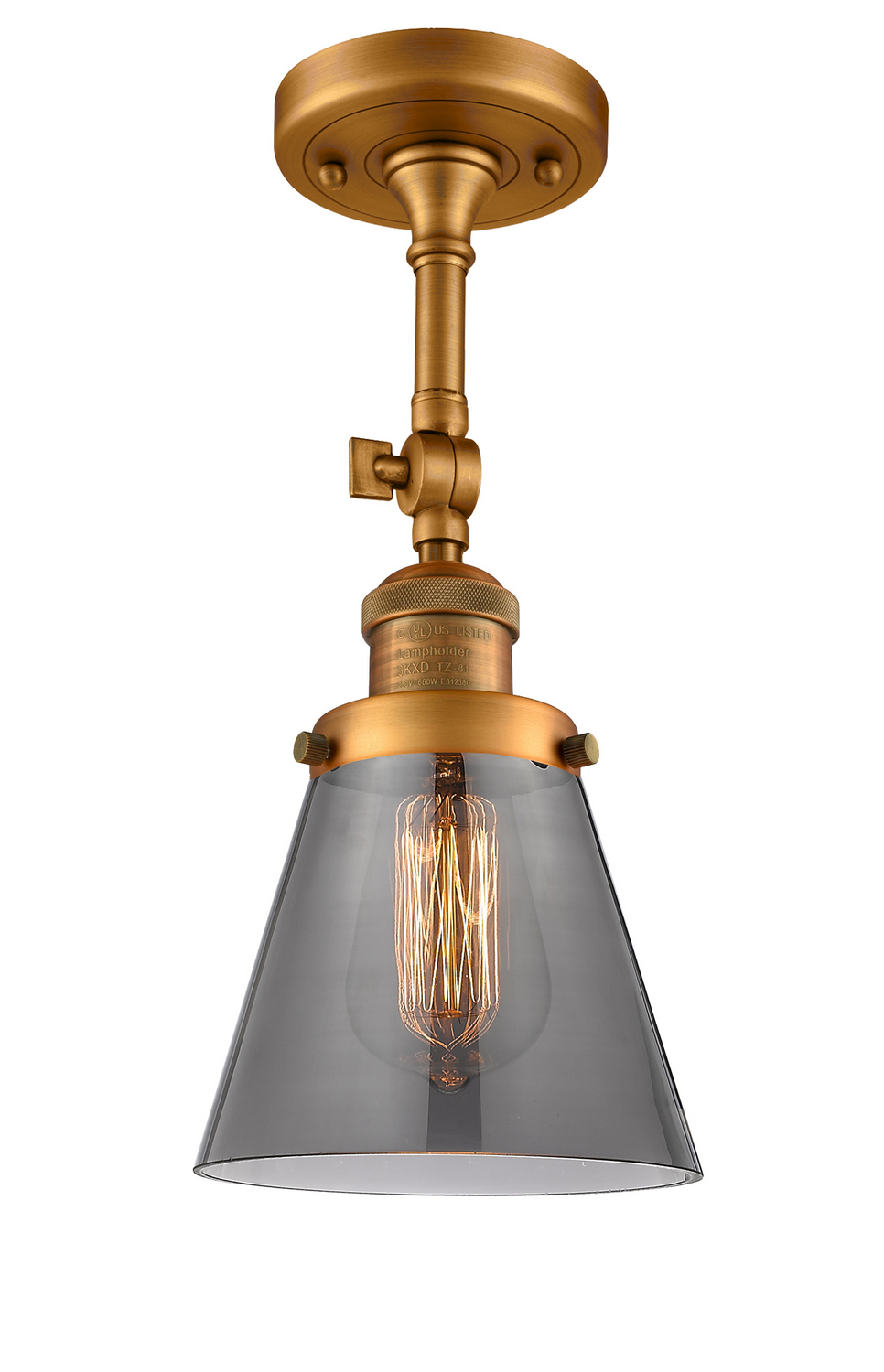 One Light Semi-Flush Mount by Innovations - Franklin Restoration Collection, Brushed Brass Finish - 201F-BB-G63