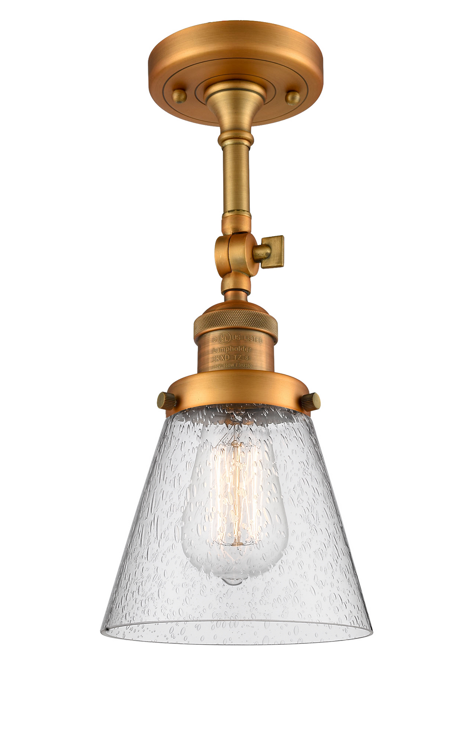 One Light Semi-Flush Mount by Innovations - Franklin Restoration Collection, Brushed Brass Finish - 201F-BB-G64