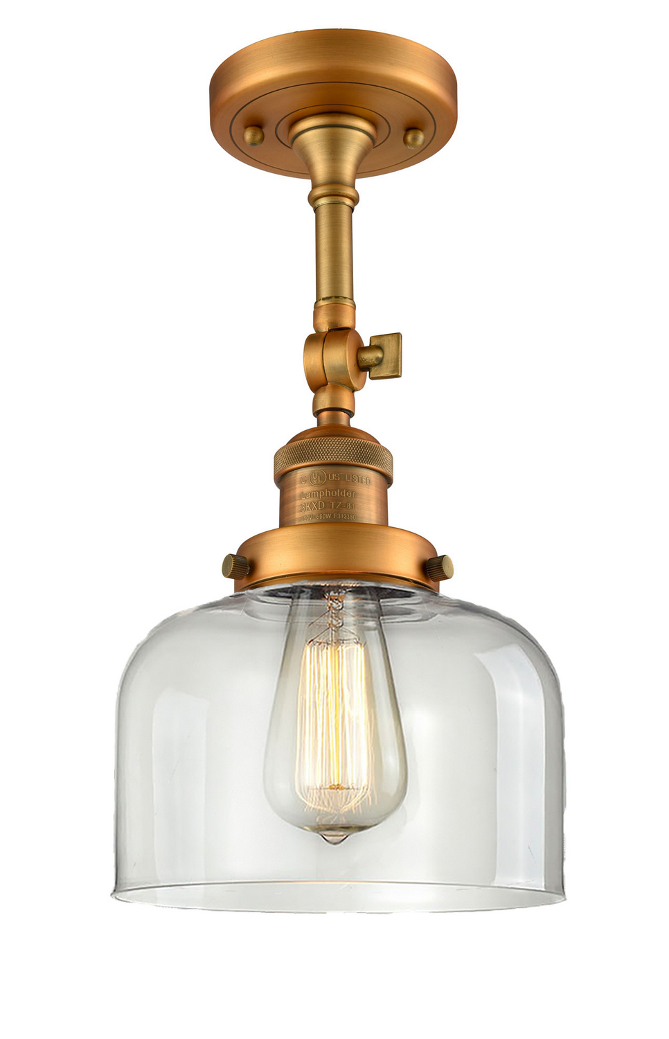 One Light Semi-Flush Mount by Innovations - Franklin Restoration Collection, Brushed Brass Finish - 201F-BB-G72