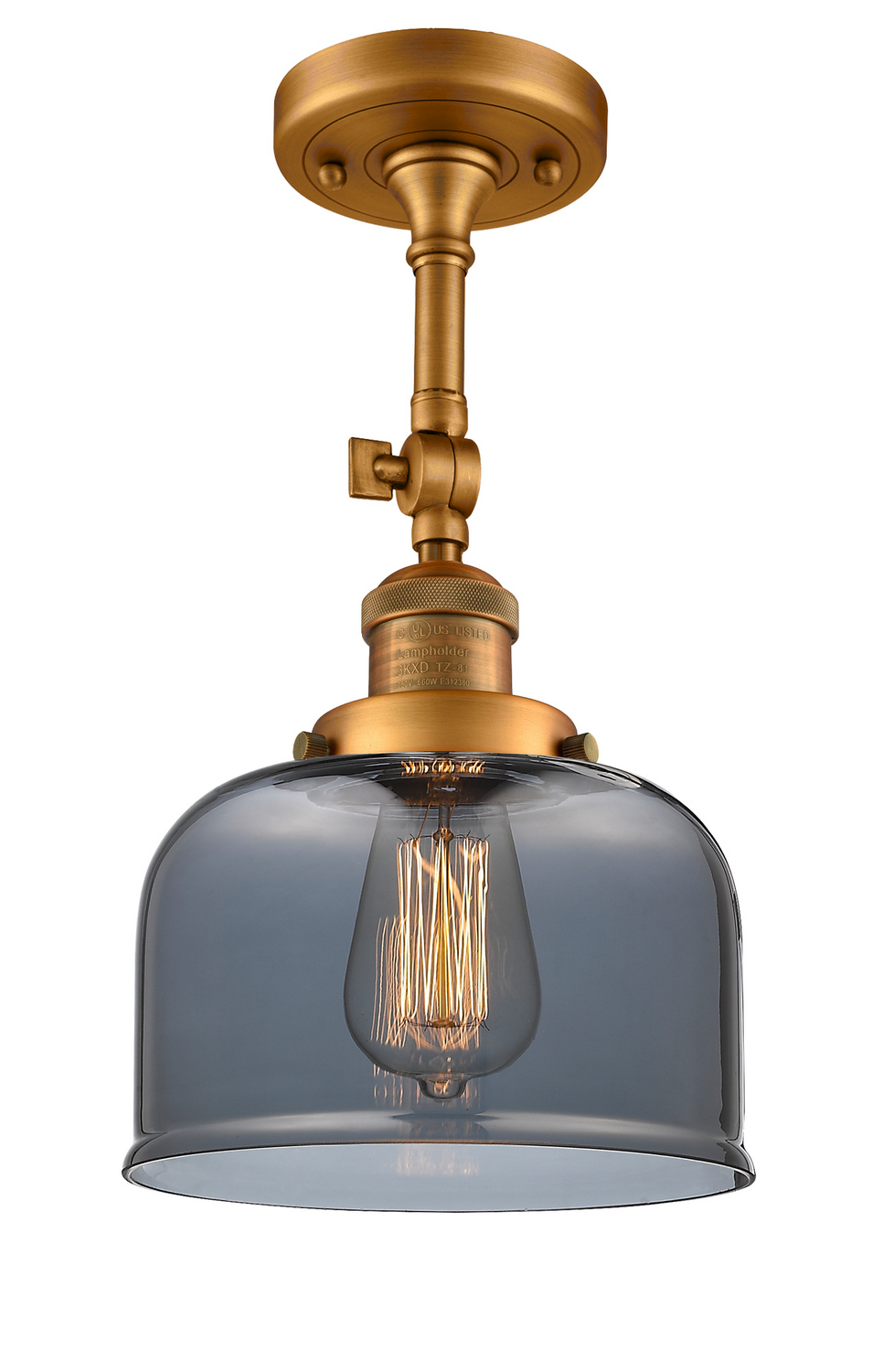 One Light Semi-Flush Mount by Innovations - Franklin Restoration Collection, Brushed Brass Finish - 201F-BB-G73