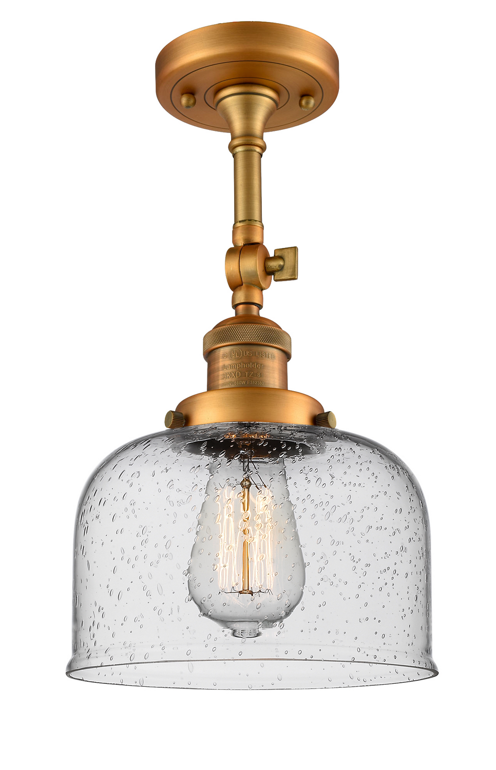 One Light Semi-Flush Mount by Innovations - Franklin Restoration Collection, Brushed Brass Finish - 201F-BB-G74