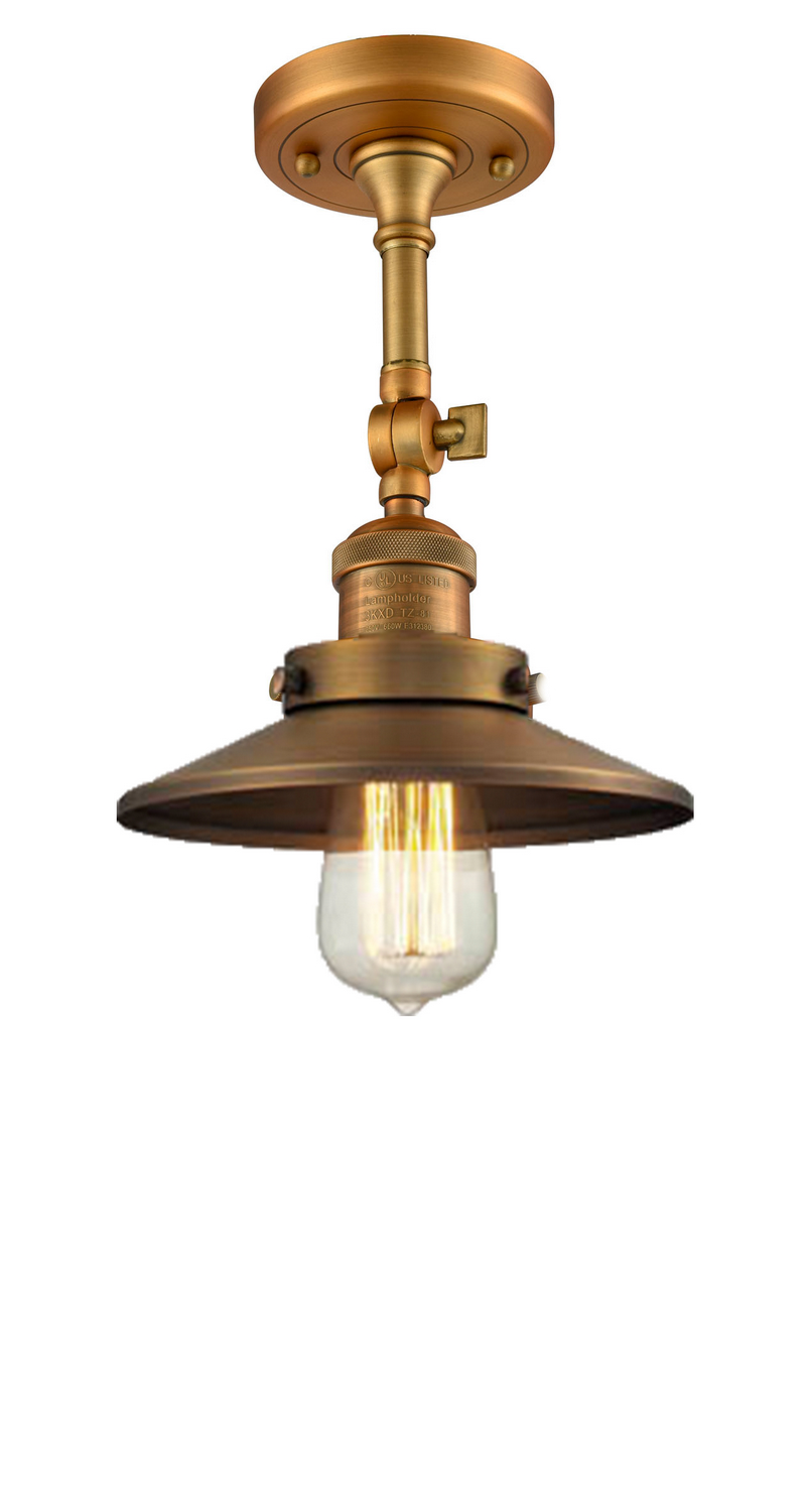 One Light Semi-Flush Mount by Innovations - Franklin Restoration Collection, Brushed Brass Finish - 201F-BB-M4