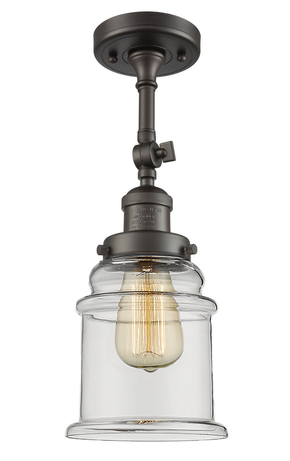 One Light Semi-Flush Mount by Innovations - Franklin Restoration Collection, Oil Rubbed Bronze Finish - 201F-OB-G182