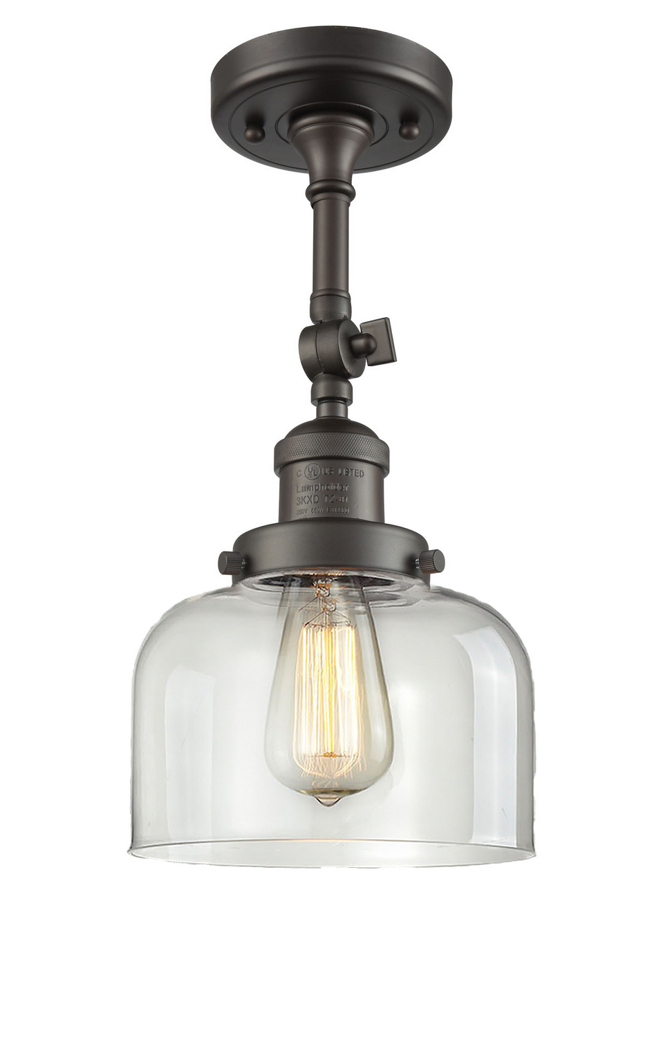 One Light Semi-Flush Mount by Innovations - Franklin Restoration Collection, Oil Rubbed Bronze Finish - 201F-OB-G72