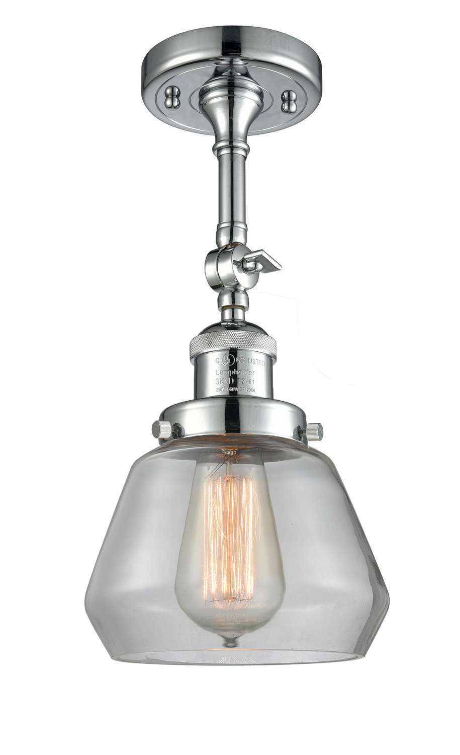 One Light Semi-Flush Mount by Innovations - Franklin Restoration Collection, Polished Chrome Finish - 201F-PC-G172