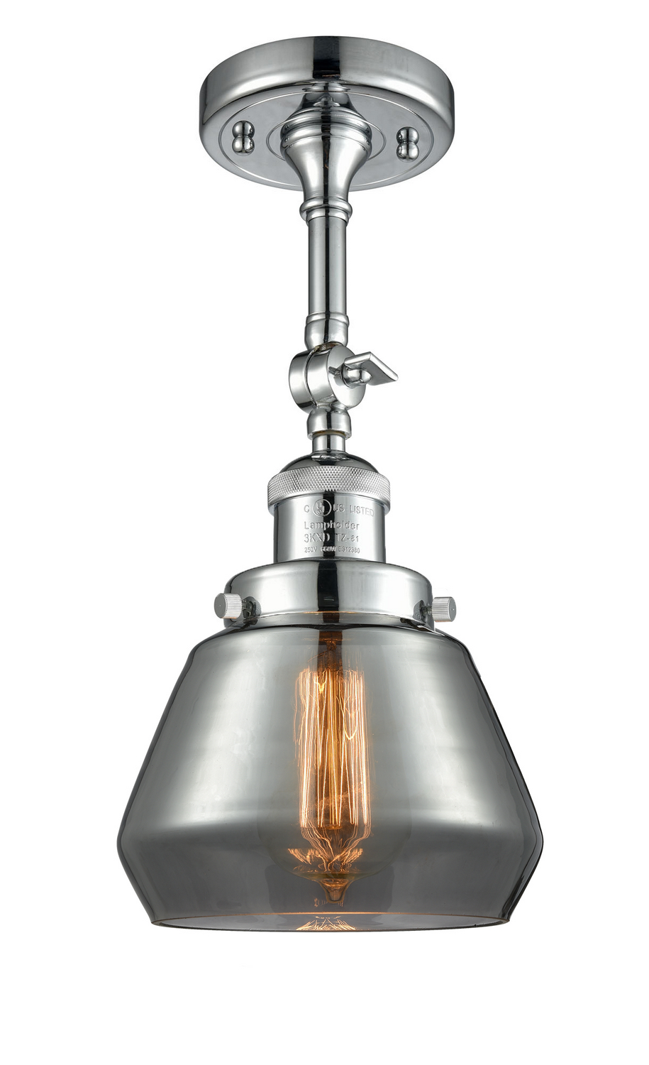 One Light Semi-Flush Mount by Innovations - Franklin Restoration Collection, Polished Chrome Finish - 201F-PC-G173