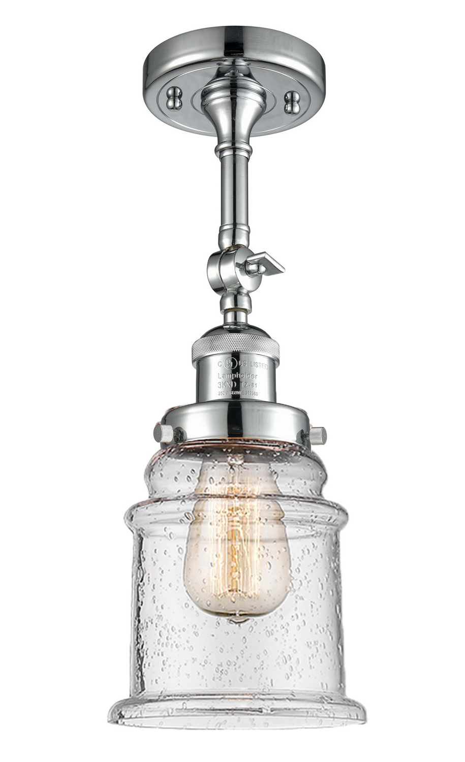 One Light Semi-Flush Mount by Innovations - Franklin Restoration Collection, Polished Chrome Finish - 201F-PC-G184