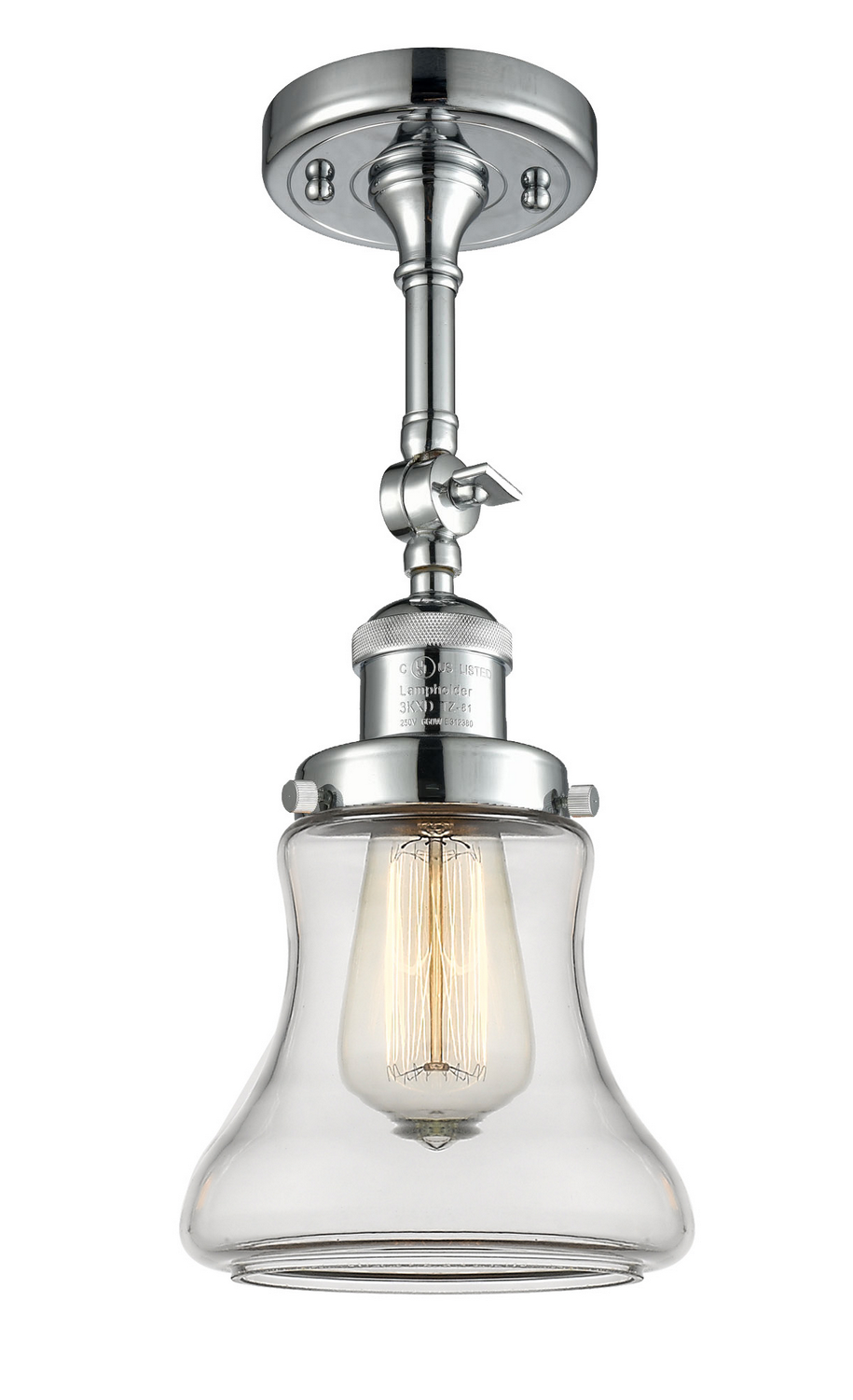 One Light Semi-Flush Mount by Innovations - Franklin Restoration Collection, Polished Chrome Finish - 201F-PC-G192