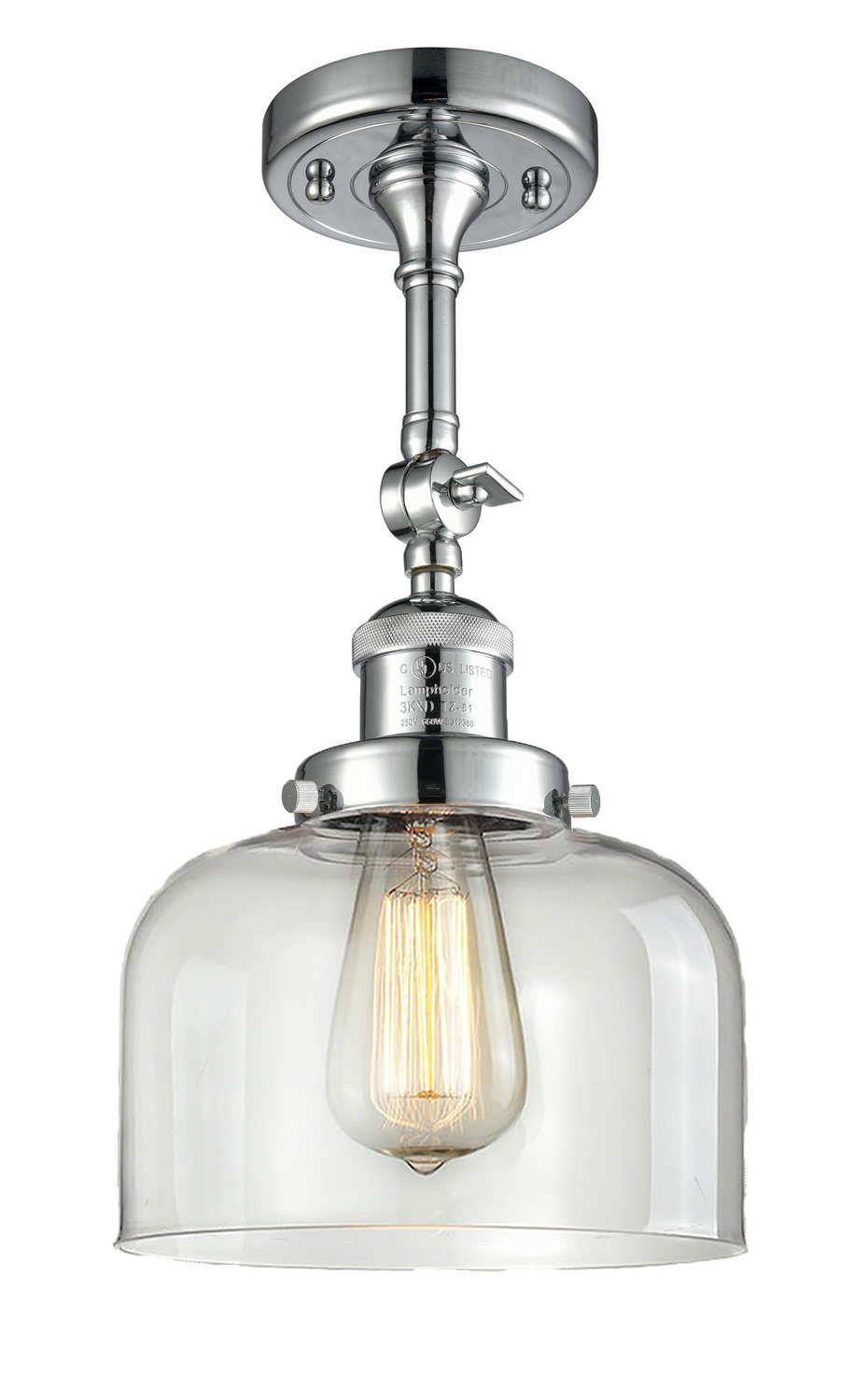 One Light Semi-Flush Mount by Innovations - Franklin Restoration Collection, Polished Chrome Finish - 201F-PC-G72