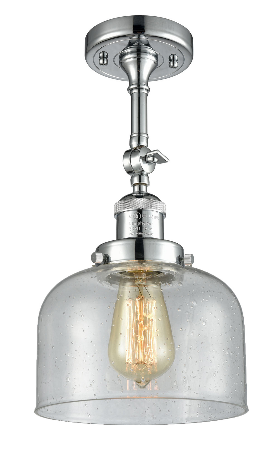 One Light Semi-Flush Mount by Innovations - Franklin Restoration Collection, Polished Chrome Finish - 201F-PC-G74
