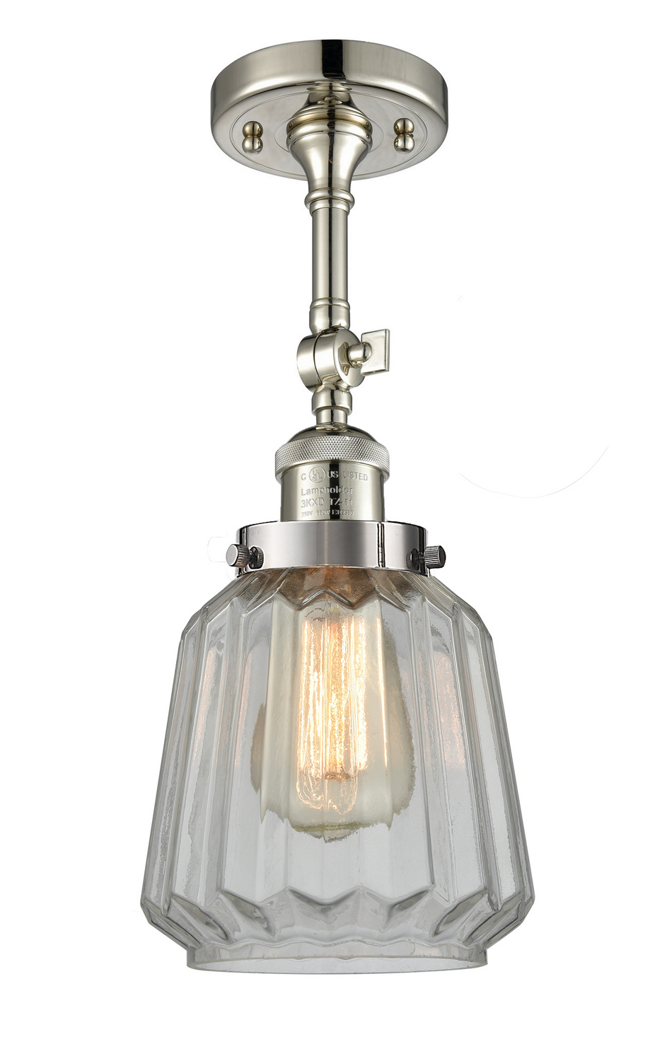 One Light Semi-Flush Mount by Innovations - Franklin Restoration Collection, Polished Nickel Finish - 201F-PN-G142