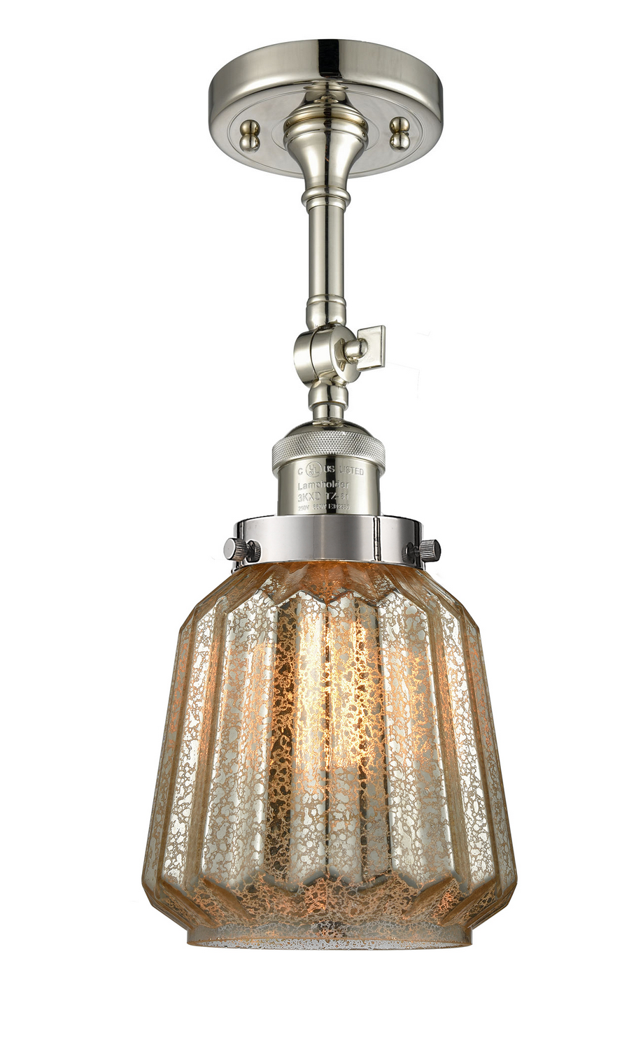 One Light Semi-Flush Mount by Innovations - Franklin Restoration Collection, Polished Nickel Finish - 201F-PN-G146