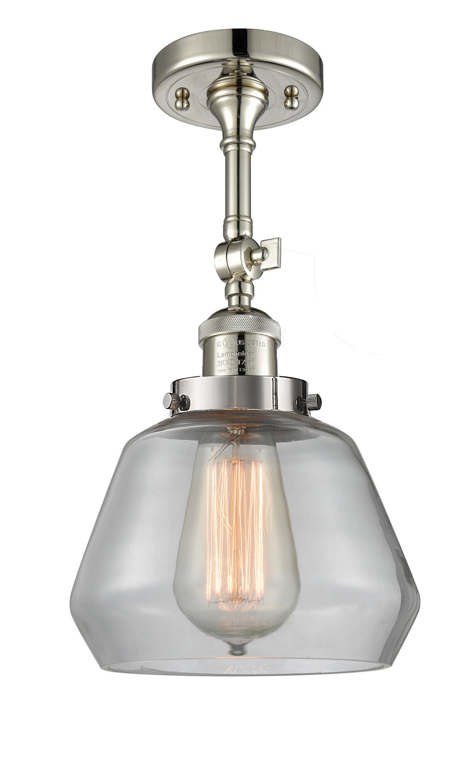 One Light Semi-Flush Mount by Innovations - Franklin Restoration Collection, Polished Nickel Finish - 201F-PN-G172