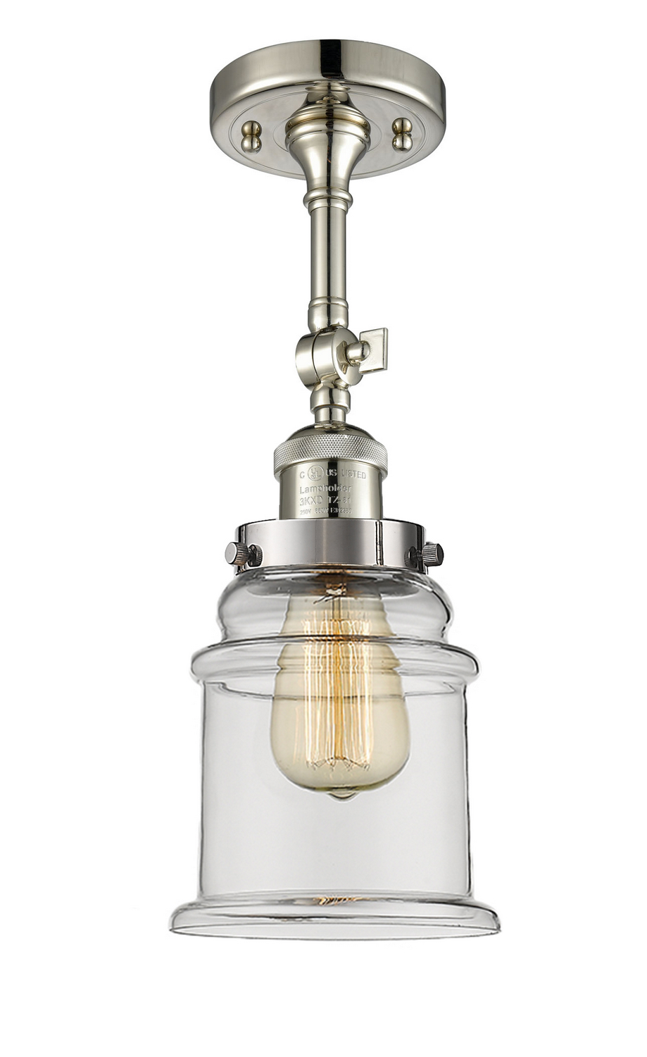One Light Semi-Flush Mount by Innovations - Franklin Restoration Collection, Polished Nickel Finish - 201F-PN-G182
