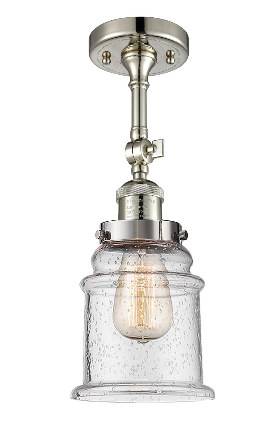 One Light Semi-Flush Mount by Innovations - Franklin Restoration Collection, Polished Nickel Finish - 201F-PN-G184