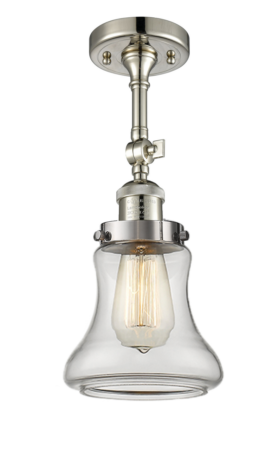 One Light Semi-Flush Mount by Innovations - Franklin Restoration Collection, Polished Nickel Finish - 201F-PN-G192