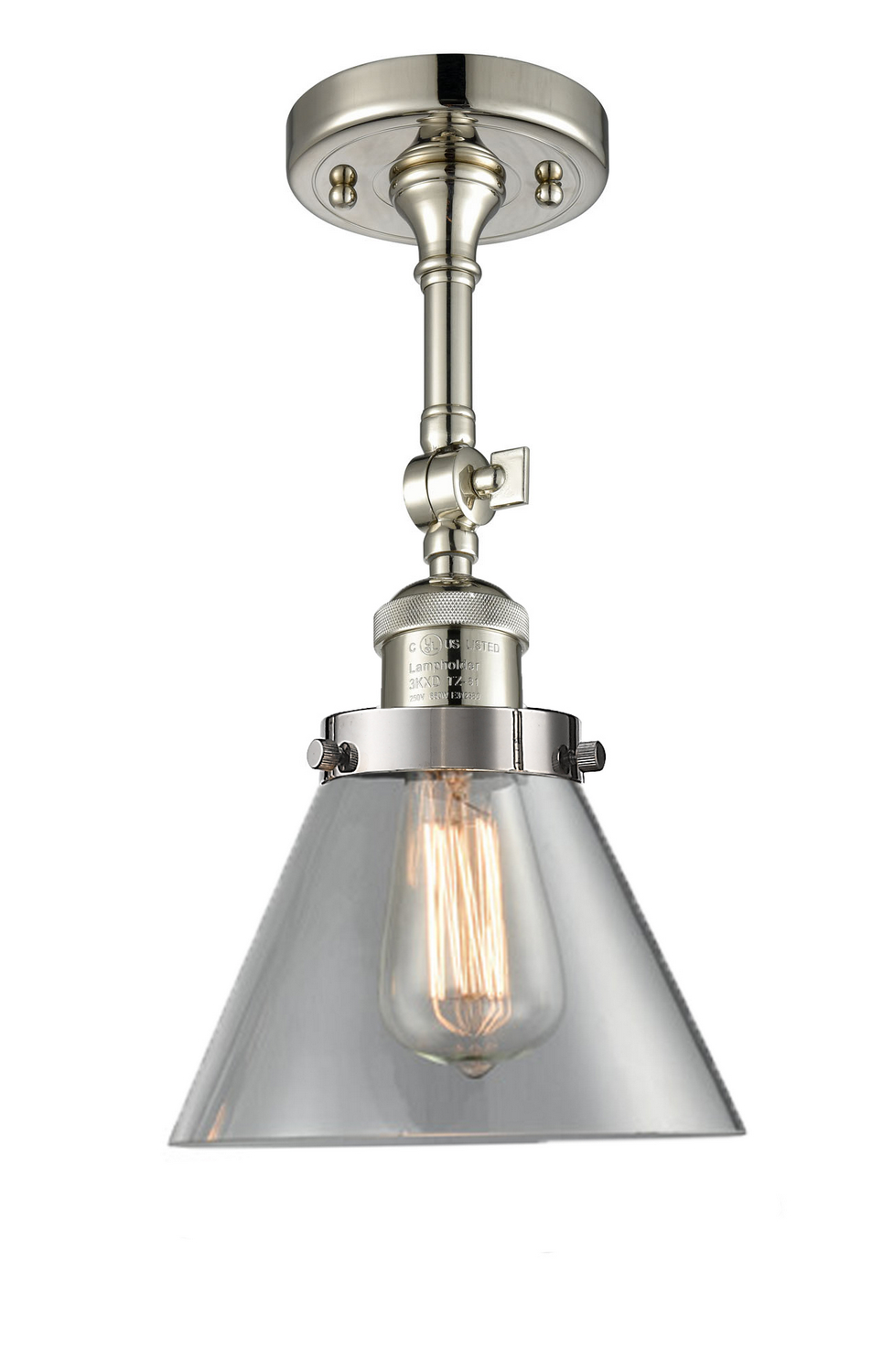 One Light Semi-Flush Mount by Innovations - Franklin Restoration Collection, Polished Nickel Finish - 201F-PN-G42