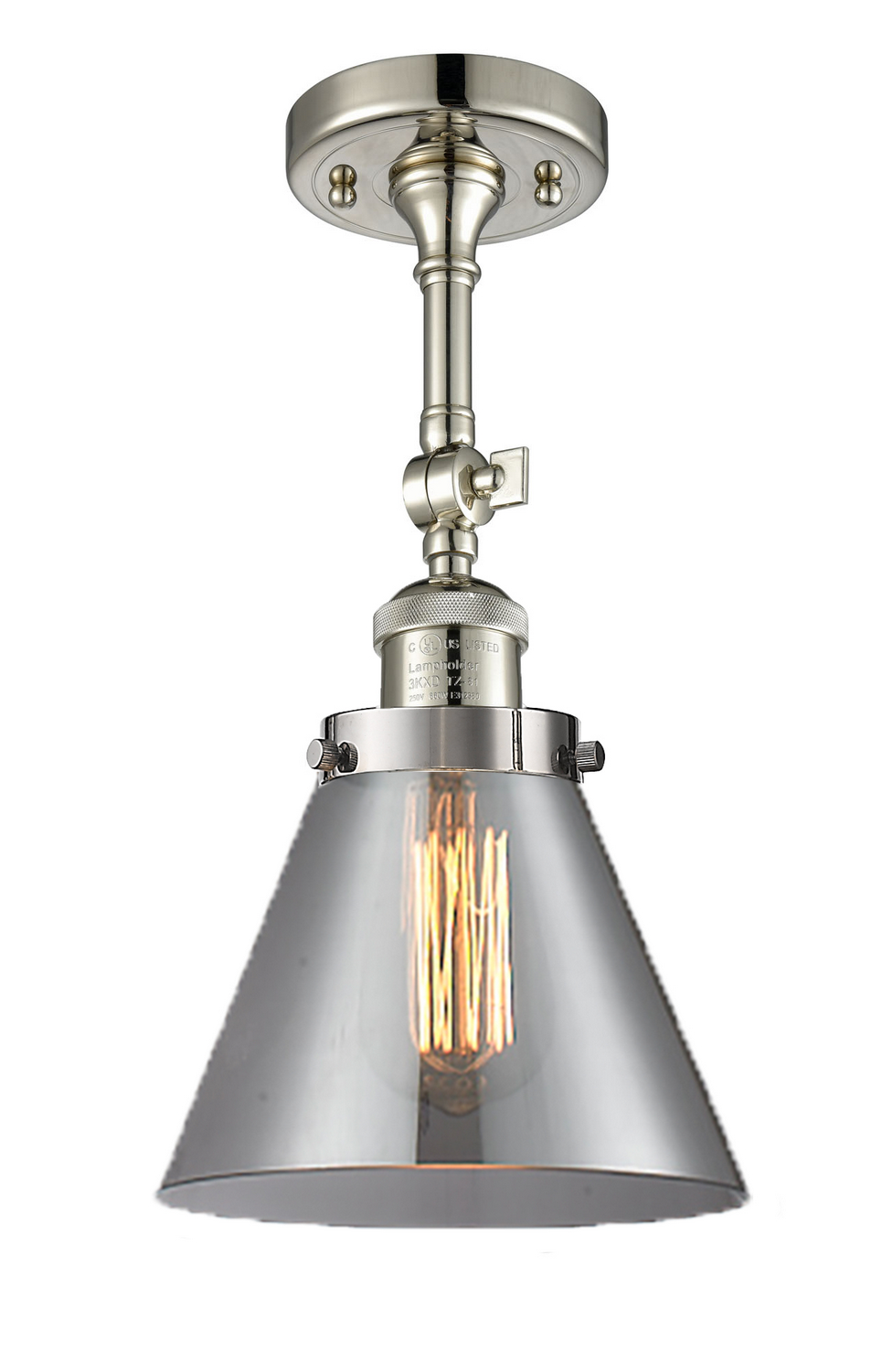 One Light Semi-Flush Mount by Innovations - Franklin Restoration Collection, Polished Nickel Finish - 201F-PN-G43