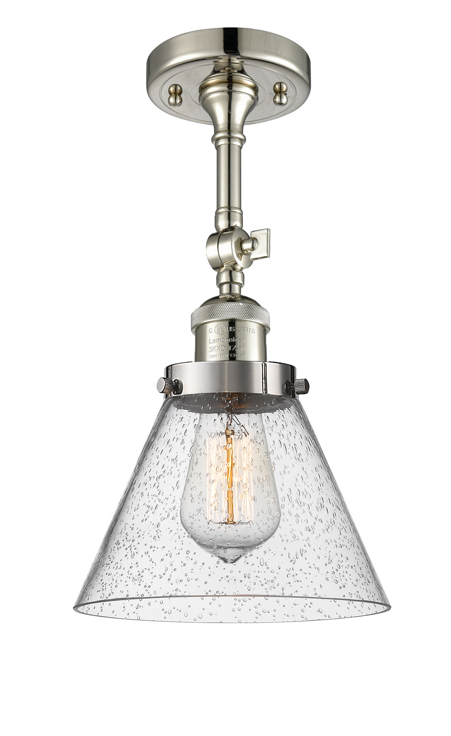One Light Semi-Flush Mount by Innovations - Franklin Restoration Collection, Polished Nickel Finish - 201F-PN-G44