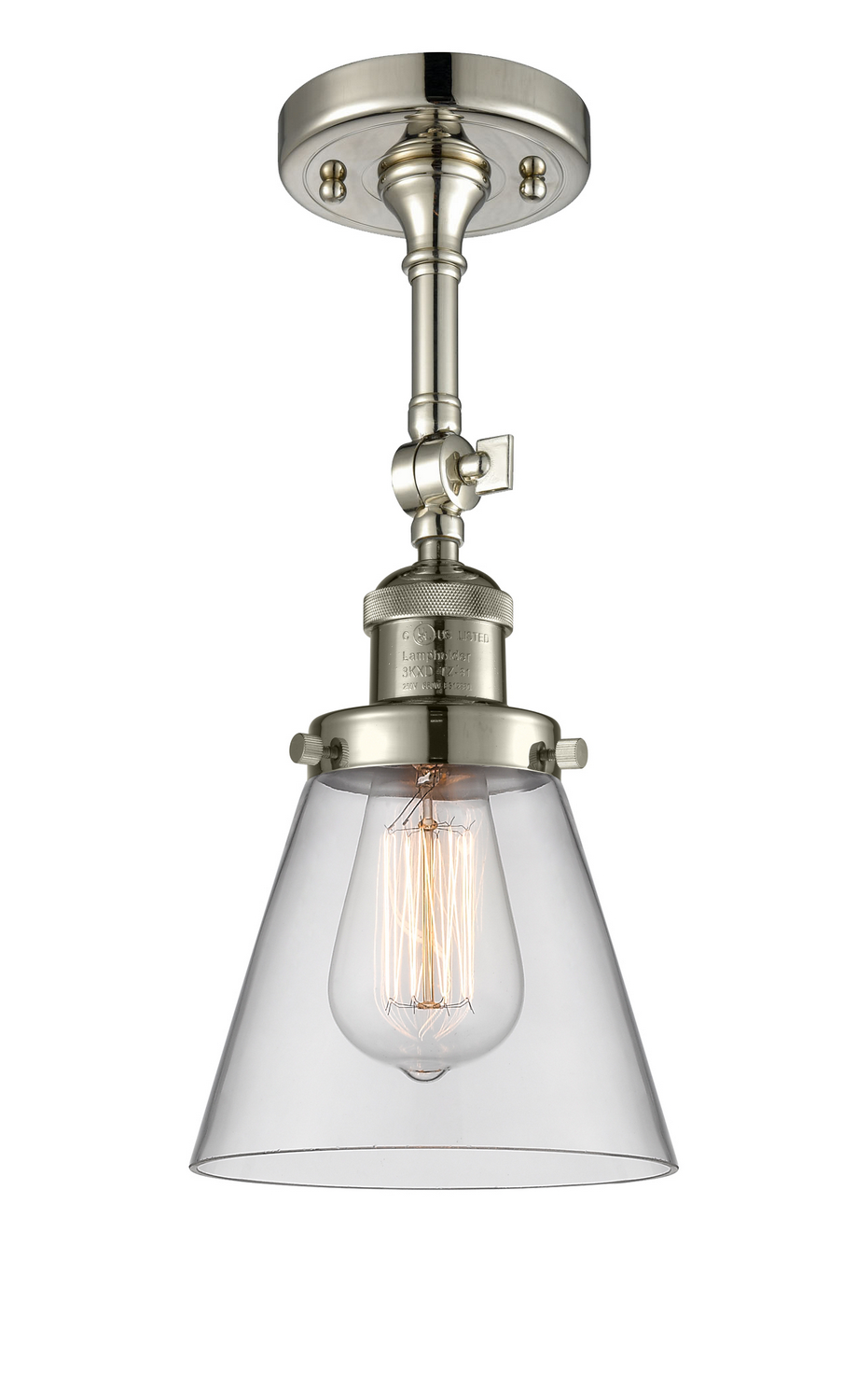 One Light Semi-Flush Mount by Innovations - Franklin Restoration Collection, Polished Nickel Finish - 201F-PN-G62