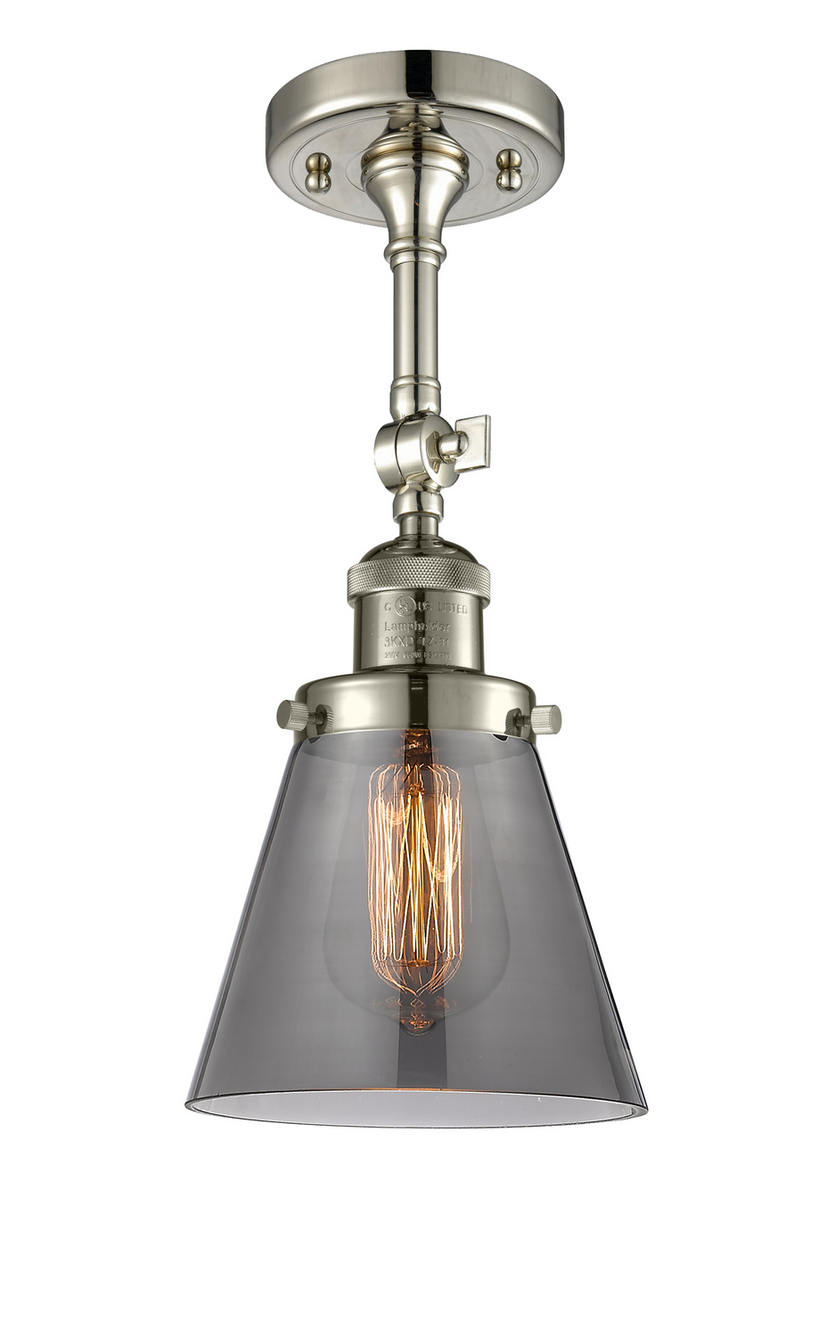 One Light Semi-Flush Mount by Innovations - Franklin Restoration Collection, Polished Nickel Finish - 201F-PN-G63