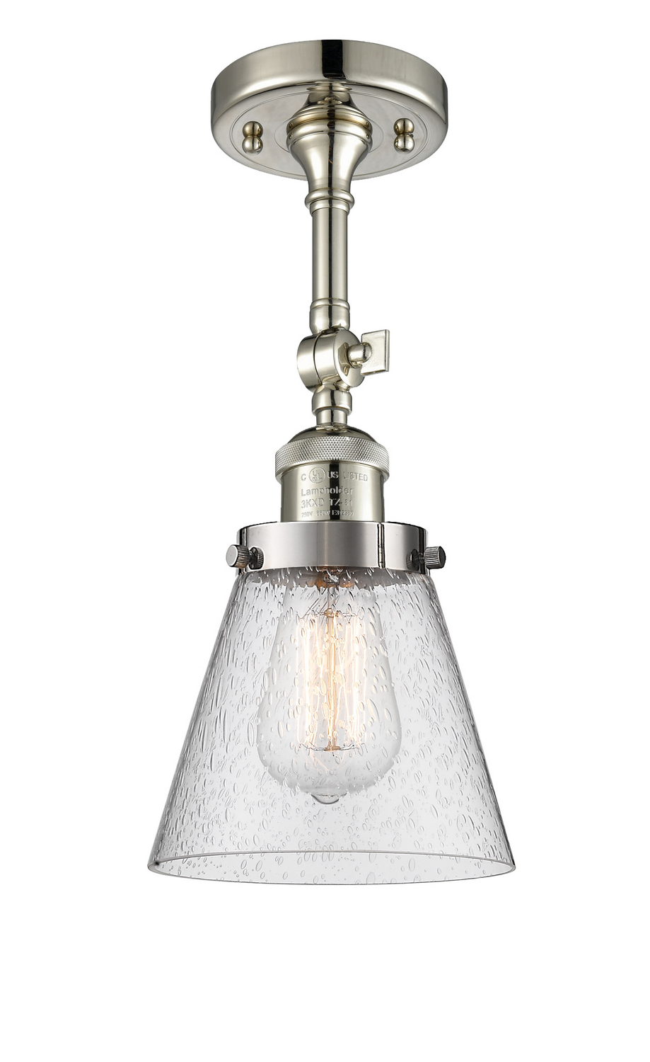 One Light Semi-Flush Mount by Innovations - Franklin Restoration Collection, Polished Nickel Finish - 201F-PN-G64