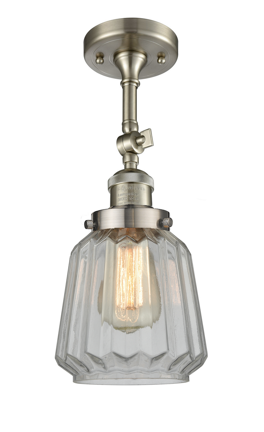 One Light Semi-Flush Mount by Innovations - Franklin Restoration Collection, Brushed Satin Nickel Finish - 201F-SN-G142