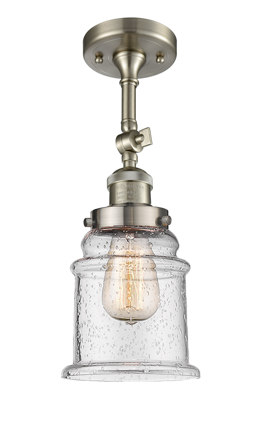 One Light Semi-Flush Mount by Innovations - Franklin Restoration Collection, Brushed Satin Nickel Finish - 201F-SN-G184