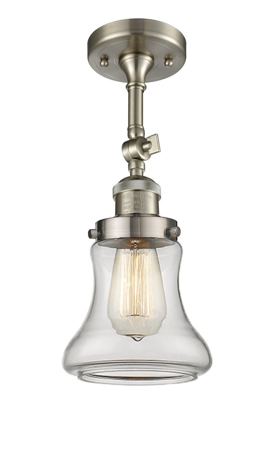 One Light Semi-Flush Mount by Innovations - Franklin Restoration Collection, Brushed Satin Nickel Finish - 201F-SN-G192