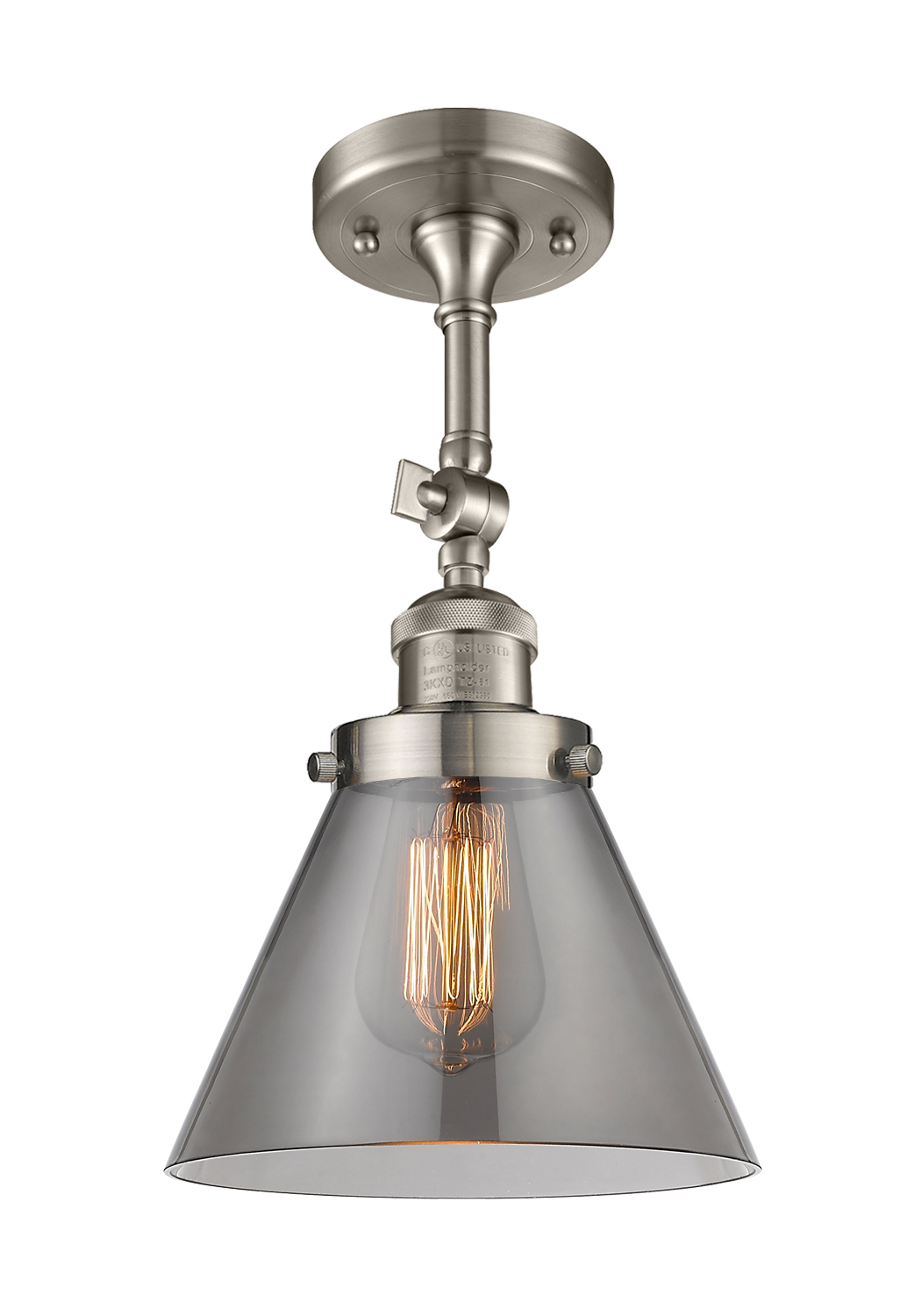 One Light Semi-Flush Mount by Innovations - Franklin Restoration Collection, Brushed Satin Nickel Finish - 201F-SN-G43