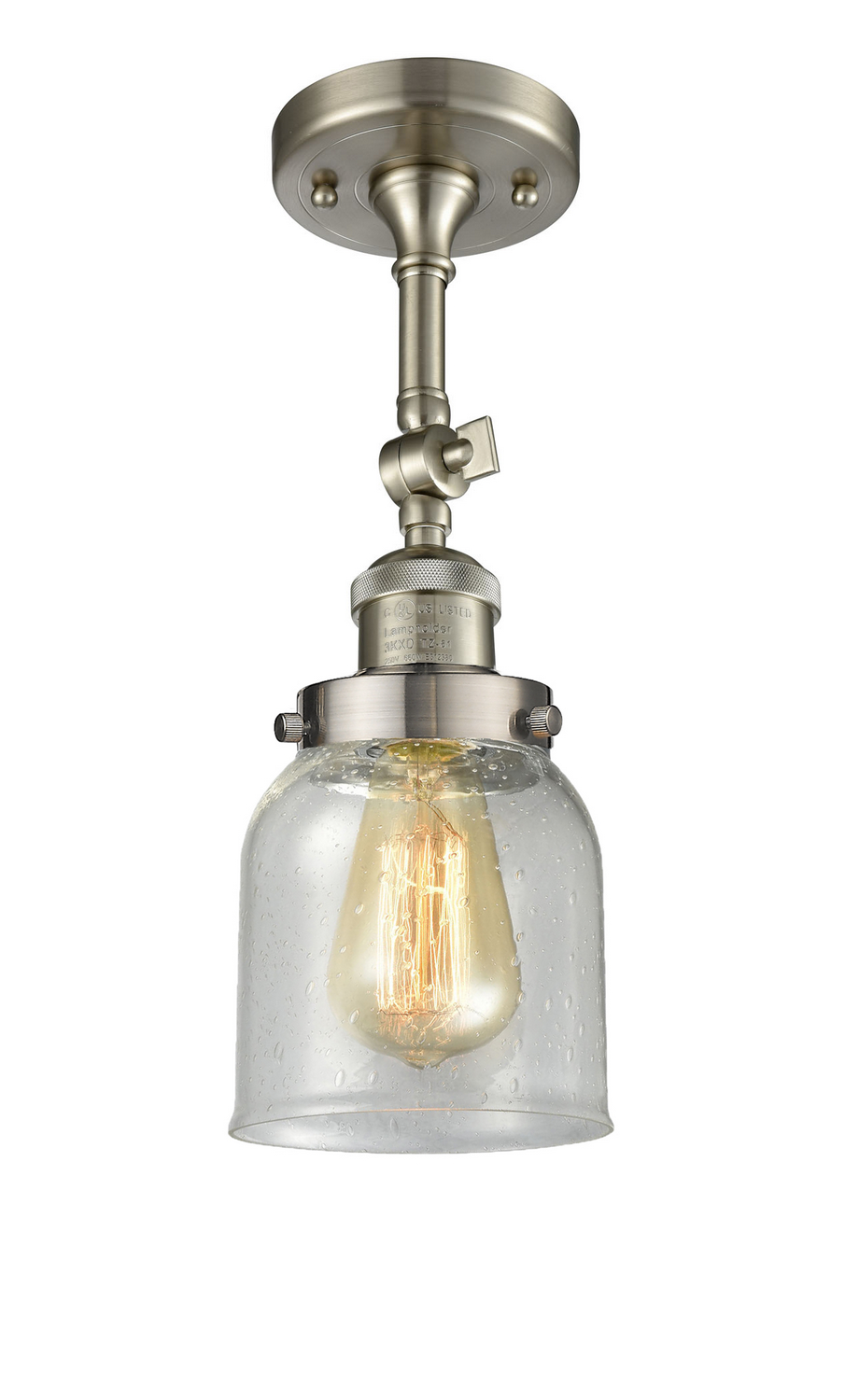 One Light Semi-Flush Mount by Innovations - Franklin Restoration Collection, Brushed Satin Nickel Finish - 201F-SN-G54