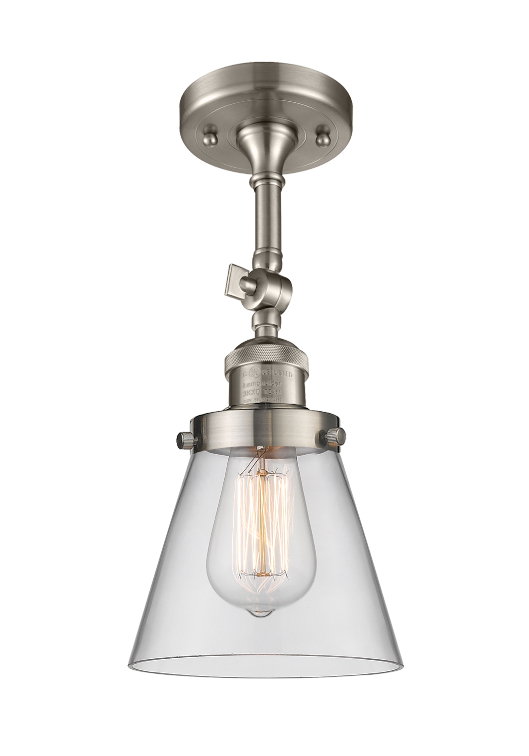 One Light Semi-Flush Mount by Innovations - Franklin Restoration Collection, Brushed Satin Nickel Finish - 201F-SN-G62
