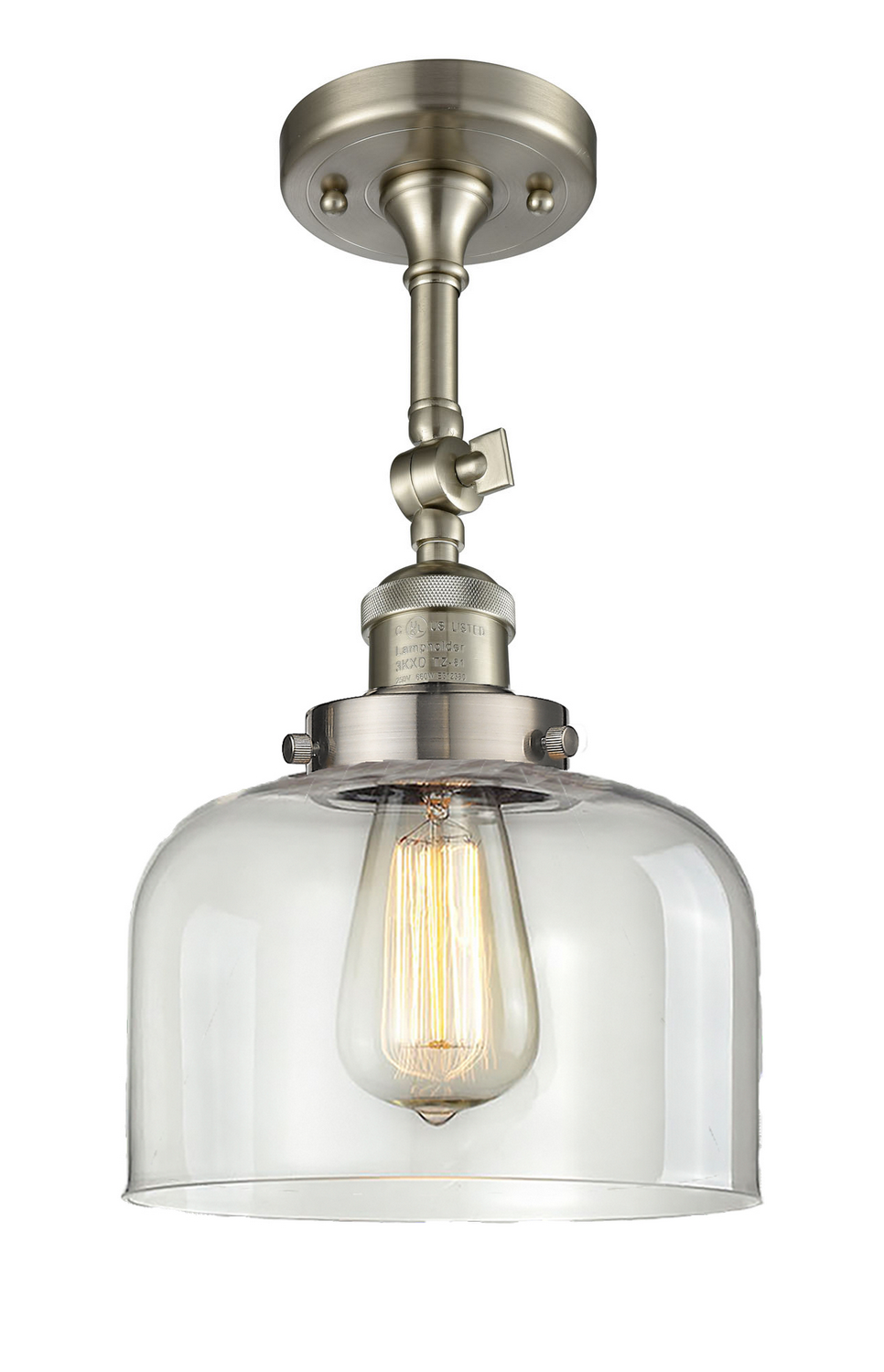 One Light Semi-Flush Mount by Innovations - Franklin Restoration Collection, Brushed Satin Nickel Finish - 201F-SN-G72