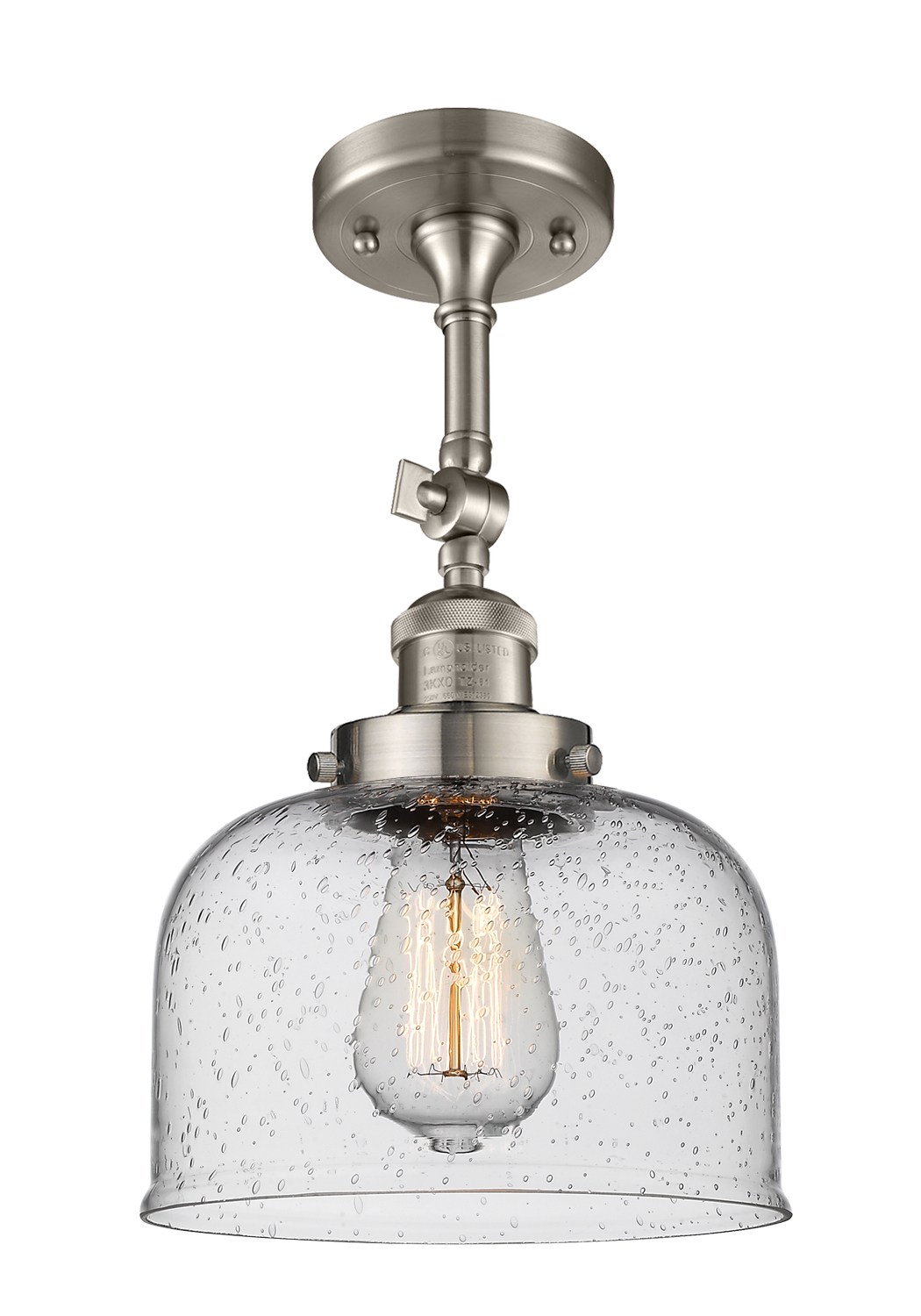One Light Semi-Flush Mount by Innovations - Franklin Restoration Collection, Brushed Satin Nickel Finish - 201F-SN-G74