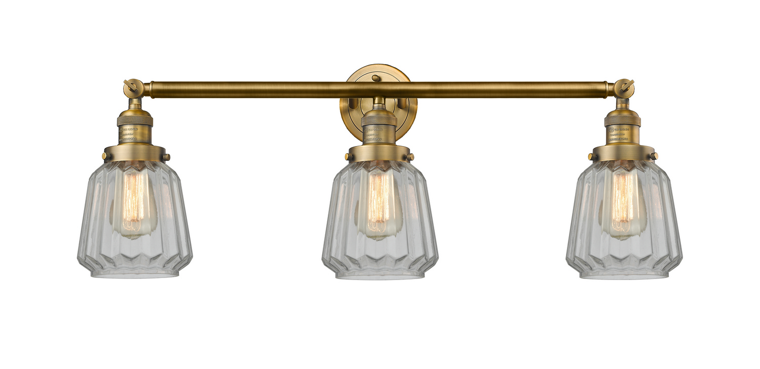 Three Light Bath Vanity by Innovations - Franklin Restoration Collection, Brushed Brass Finish - 205-BB-G142