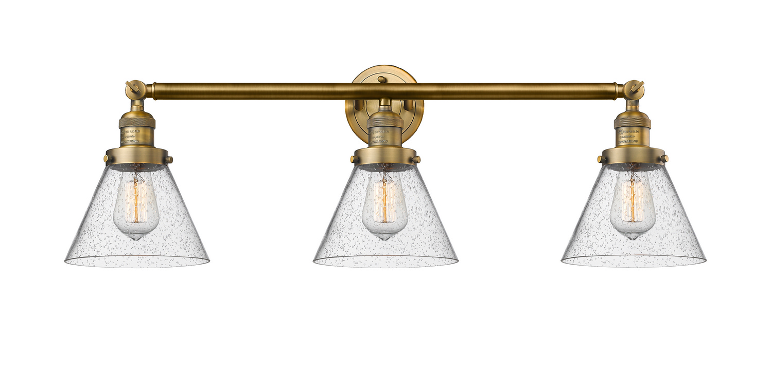 Three Light Bath Vanity by Innovations - Franklin Restoration Collection, Brushed Brass Finish - 205-BB-G44