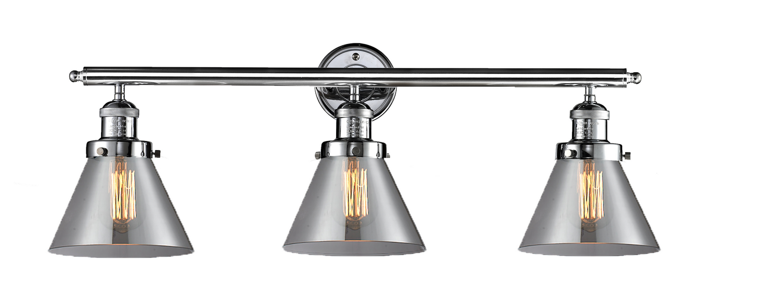 Three Light Bath Vanity by Innovations - Franklin Restoration Collection, Polished Chrome Finish - 205-PC-G43