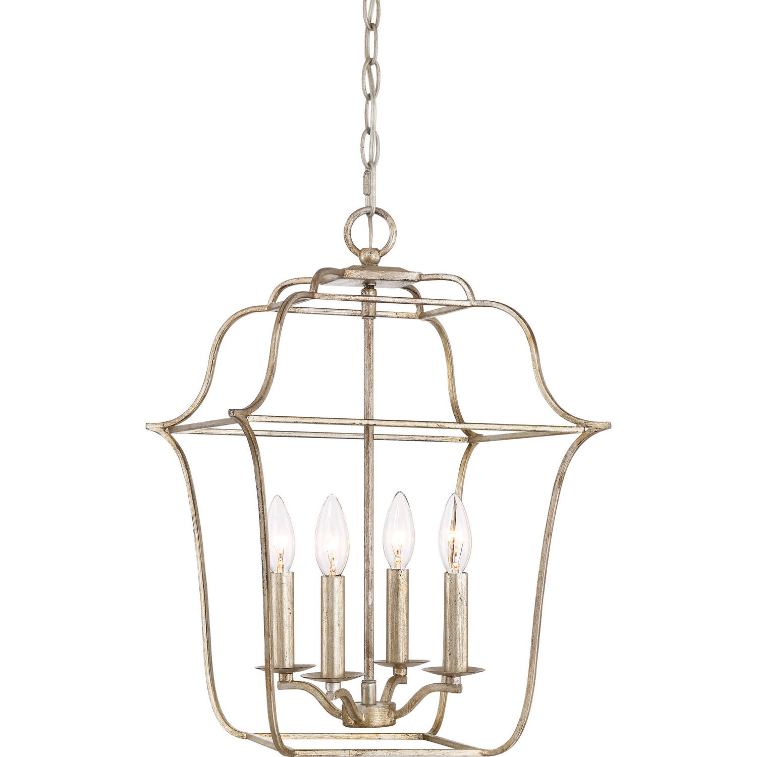 Quoizel Gallery Four Light Foyer Pendant in Century Silver Leaf - GLY5204CS