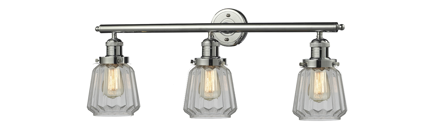 Three Light Bath Vanity by Innovations - Franklin Restoration Collection, Polished Nickel Finish - 205-PN-G142