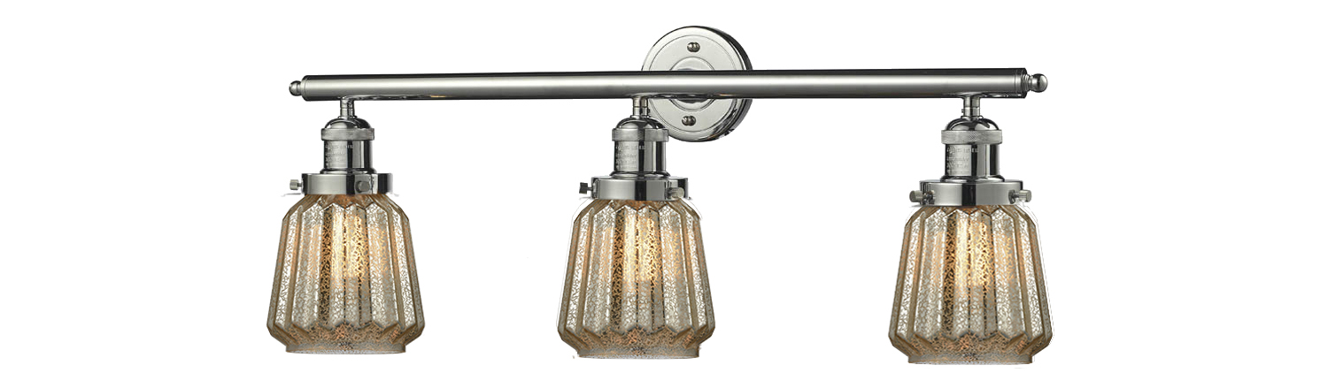 Three Light Bath Vanity by Innovations - Franklin Restoration Collection, Polished Nickel Finish - 205-PN-G146