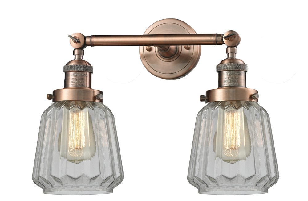 Two Light Bath Vanity by Innovations - Franklin Restoration Collection, Antique Copper Finish - 208-AC-G142