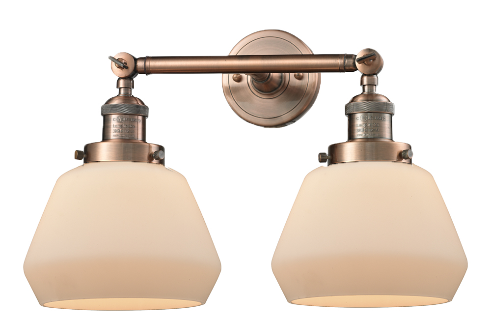 Two Light Bath Vanity by Innovations - Franklin Restoration Collection, Antique Copper Finish - 208-AC-G171